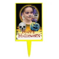 Halloween Photo Frame Skull and Jack o' Lantern Cake Topper