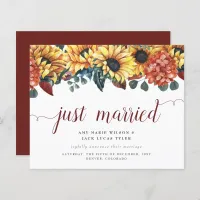 Budget Rustic Sunflowers Wedding Announcement