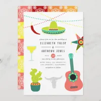 Colorful Watercolor Mexican Fiesta Wedding Invitation
