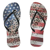 *~* Distressed Leopard Grunge  USA Flag AP27  Flip Flops