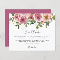 Budget Pink Floral Bridal Shower Thank You Card