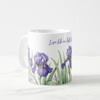 Purple Iris Flower Watercolor with Custom Message Coffee Mug
