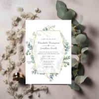 Silver Sage Eucalyptus Geometric Wedding Invitation