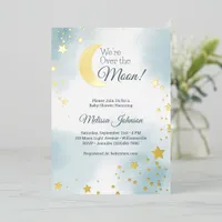 We're Over the Moon Dreamy Boy Baby Shower Foil Invitation