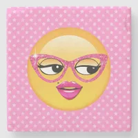 Emoji Flirty Girl ID227 Stone Coaster