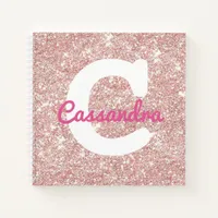 Rose Gold Glitter Monogram Recipe Notebook