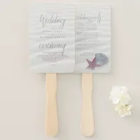 White Sands Wedding Program Plum/Steel Blue ID605 Hand Fan