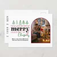 Classic Candy Cane Cozy Arch Photo Merry Christmas Holiday Postcard