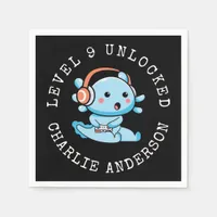 Level Up Axolotl Birthday Party Napkins