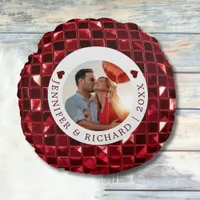 Custom Cherry Valentine's Day with Photo & Text Round Pillow