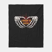 Creep It Real Skeleton Heart Hands Design Fleece Blanket