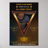 Gold DJ Music and Dance Gig add photo and logo Poster