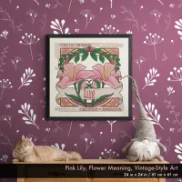 Pink Lily- Flower Meaning Vintage-Style Poster