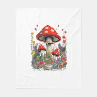 Cottagecore Aesthetic Mushroom Goblincore Minimal  Fleece Blanket