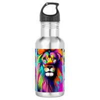 Colorful Lions Digital Art Stainless Steel Water Bottle