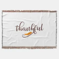 Feather Boho Native Thankful Typography Throw Blanket