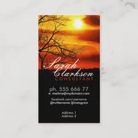 Orange Red Sunset Silhouette Business Card