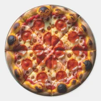 Pepperoni and Cheese Pizza Classic Round Sticker