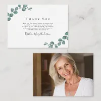 BUDGET Elegant Eucalyptus Photo Funeral Thank You  Note Card