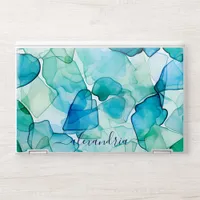 Watercolor Abstract Sea Glass With Name HP Laptop Skin