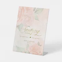 Soft Blush Roses Sanitizing Station D828 Pedestal  Pedestal Sign