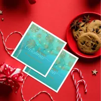 Glowing Teal Winter Wonderland Merry Christmas Napkins