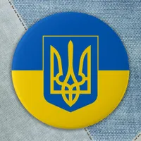 Ukraine Flag Trident Blue Yellow Ukrainian Button