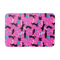 80s Cats Black Pink Geometric Memphis Pattern Bath Mat