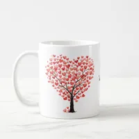 Valentine's Day Red Pink Watercolor Hearts Tree Coffee Mug