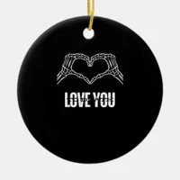 To Death - Skeleton Heart Hands Classic Ceramic Ornament