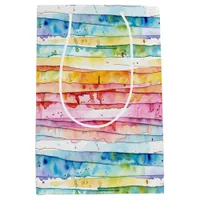 Watercolor Abstract Stripes Birthday Medium Gift Bag