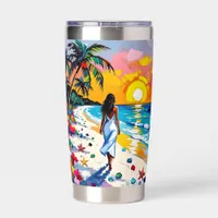 Woman on Beach Tropical Scene Insulated Tumbler