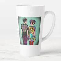 Cute Grunge Guy and Pretty Punk Girl Holding Hands Latte Mug