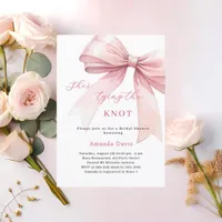 She's tying the knot pink bow Bridal Shower Invitation