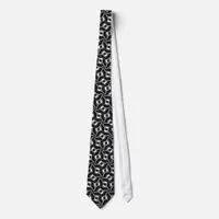 Interlock Weave Black & White Fashion neck Tie