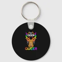 Oh Deer Queer Funny LGBTQ Pride Awareness Keychain