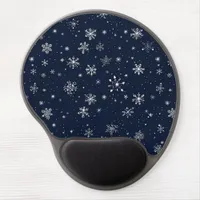 White Snowflakes on a Dark Blue Background Gel Mouse Pad