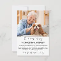 Simple Funeral Custom Photo Memorial Sympathy Thank You Card