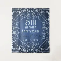 Elegant Classy Blue and Silver Wedding Anniversary Tapestry