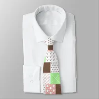 Boho Brown, Burgundy, Green and Mauve Whimsical   Neck Tie