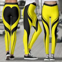 Sexy Yellow Black Heart Butt Gym Activewear Leggings