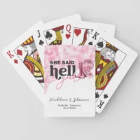 She Said Hell Yeah Pink Western Booth Hat Wedding Poker Cards