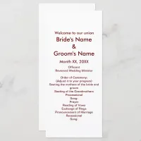 Personalized Bride Groom Wedding Program Rack Card