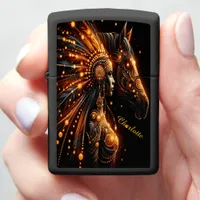 Vibrant Art of Woman and Horse b Zippo Lighter