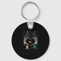 Oktoberfest Skeleton Hand Heart Flag German  Keychain