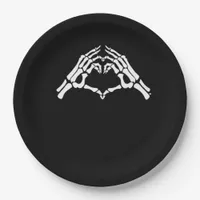 Skeleton Heart And Hands Sign Paper Plates