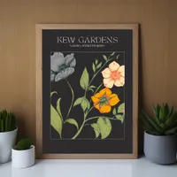 Black Botanical Floral Wall Art Poster