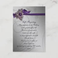 Purple FAUX ribbon vintage brooch Wedding Business Card