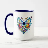 Butterfly and Floral Heart Personalized Mug