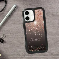 Black rose gold sparkles iPhone 16 case